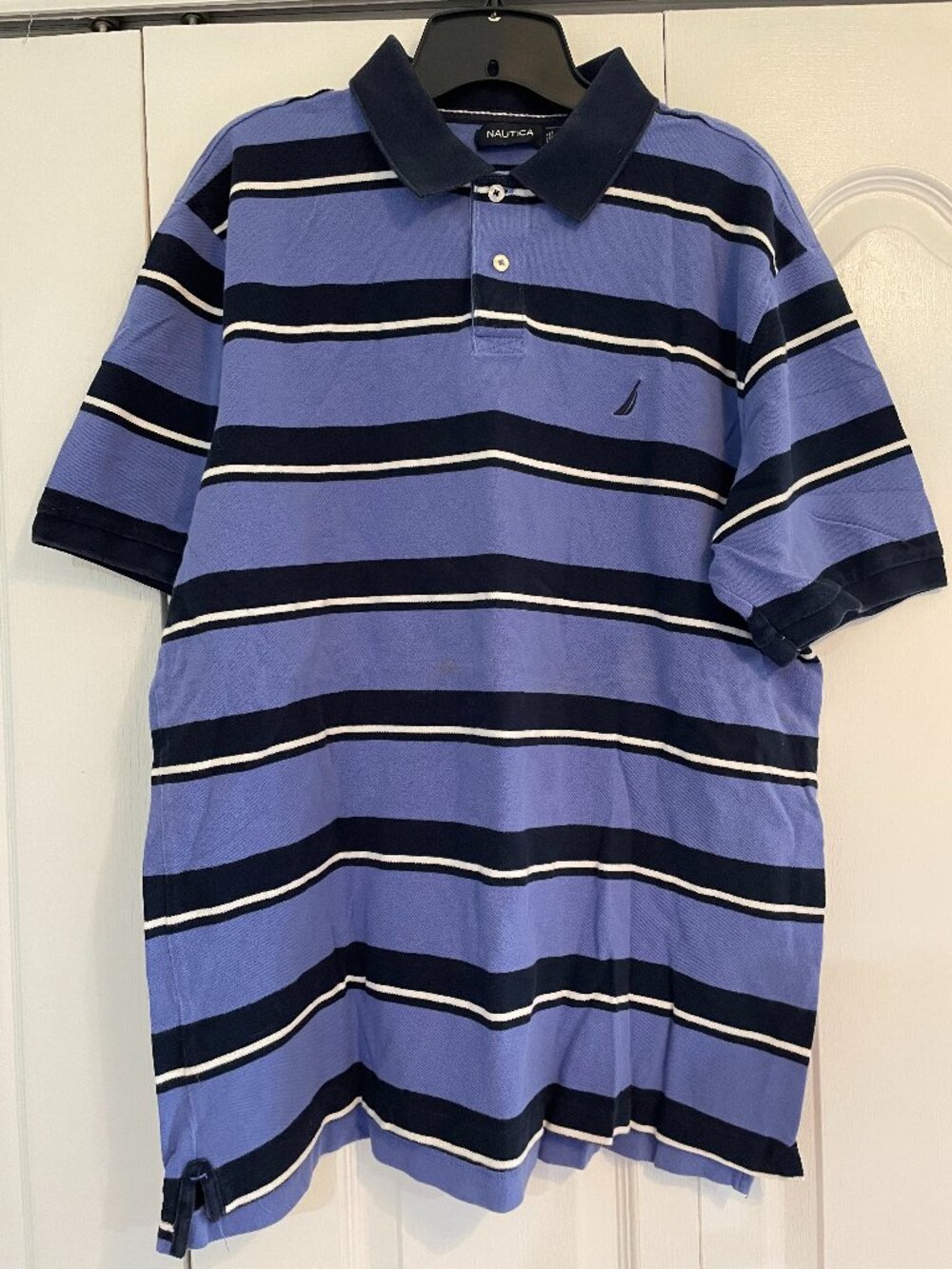 VINTAGE NAUTICA 100% Authentic Men Polo Blue Striped Size XL